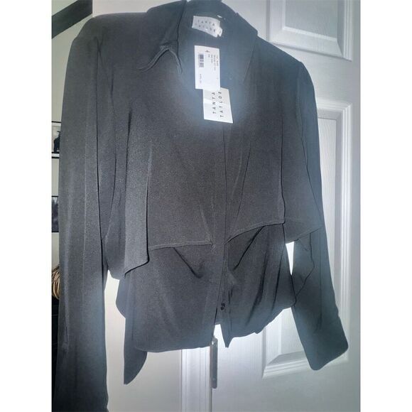 Tanya Taylor Women's Black Della Cut Out Blouse Size 6 Casual Fall - Picture 6 of 9